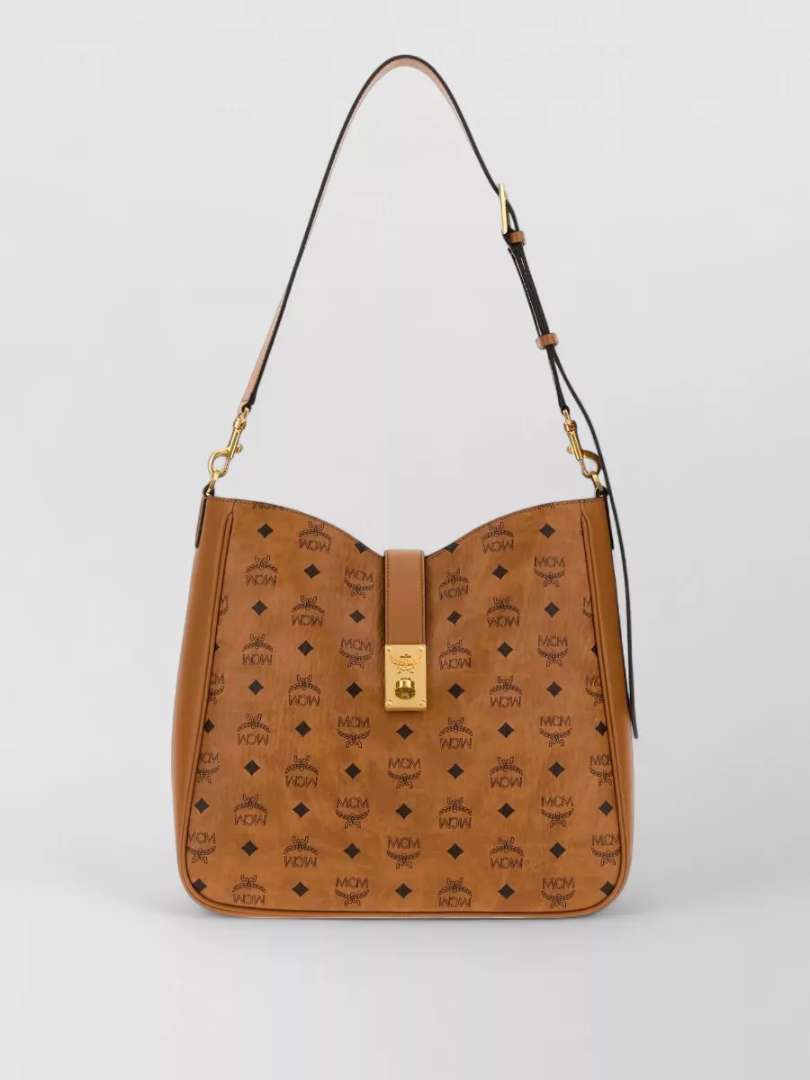 Mcm tracey large printed canvas shoulder bag