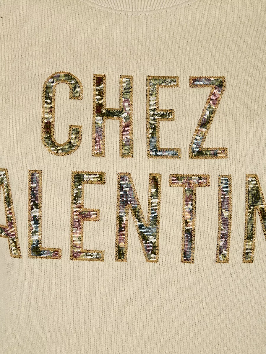 Valentino Garavani Pattern Cotton Crew Neck Sweatshirt Ribbed