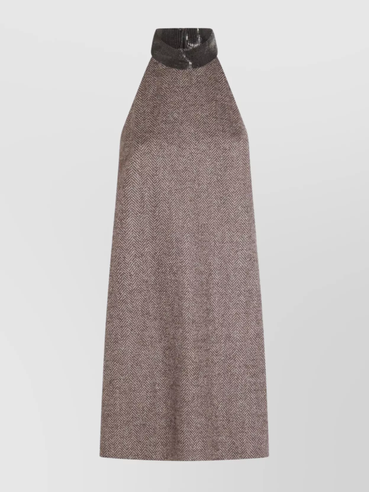Brunello Cucinelli Knee Length Dress Herringbone Pattern In Brown