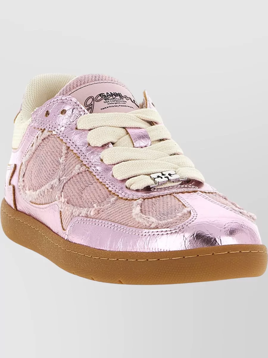 Ganni Panel Sneakers Mesh Metallic Finish Rubber Sole