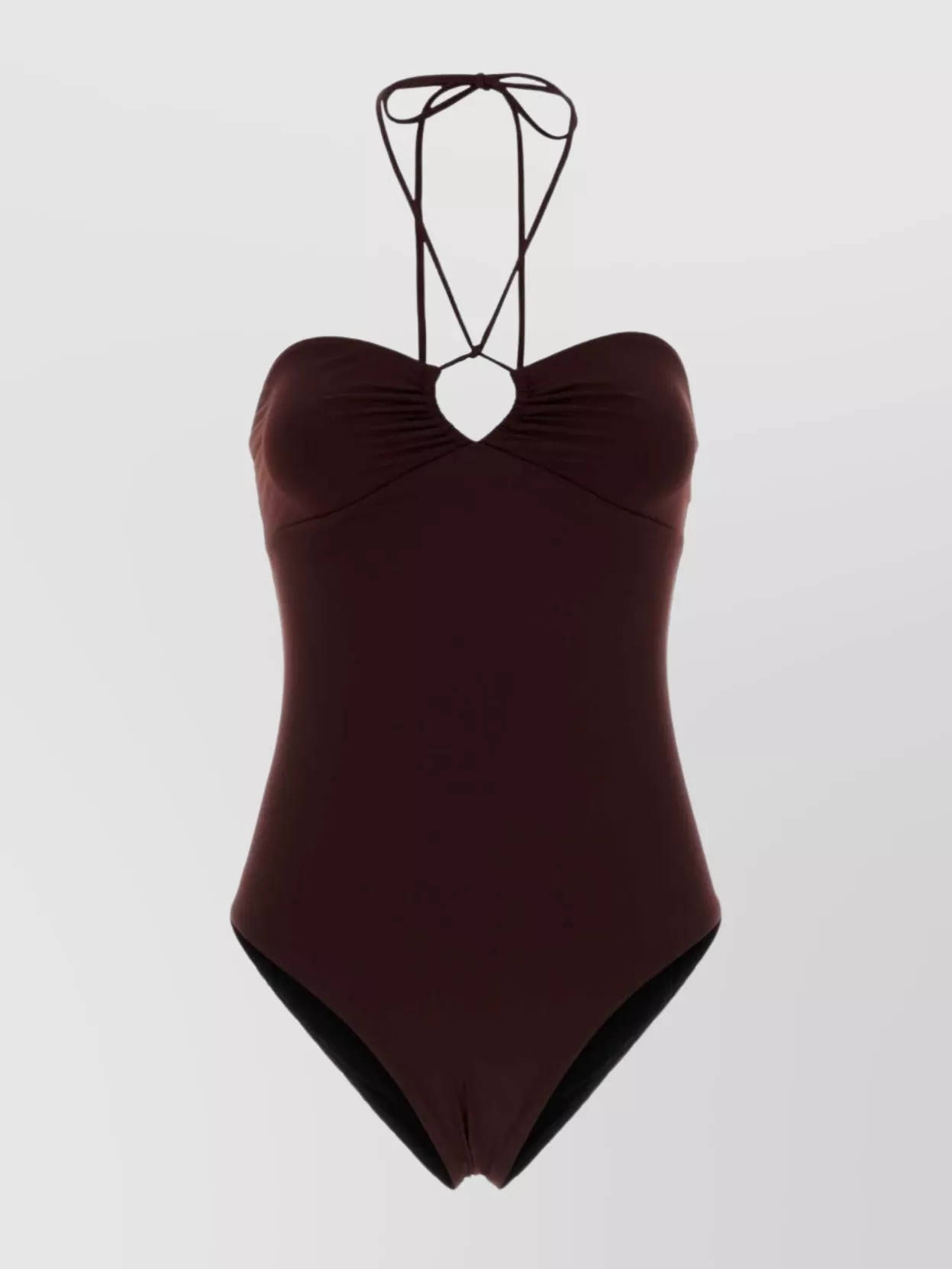 Tory Burch Adjustable Halter Neck Swimsuit Keyhole Detail In Brown