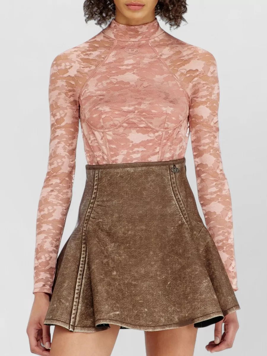 Diesel Lace Mock Neck Long-Sleeve Bodysuit