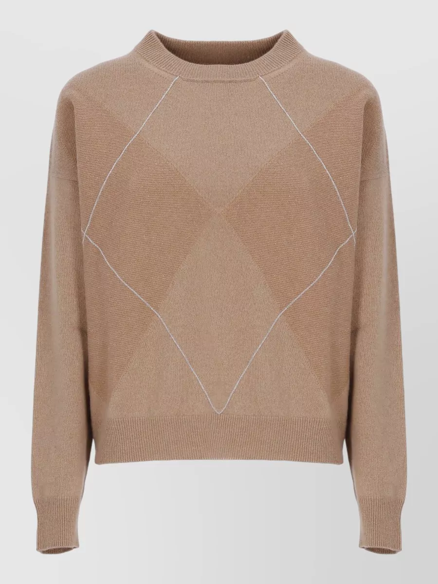 Peserico cashmere silk wool ribbed crewneck sweater