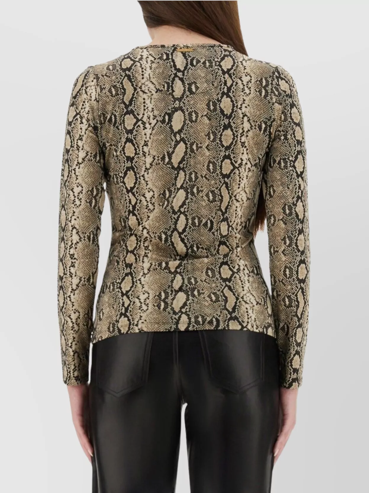 Michael Kors Snakeskin Pattern Crew Neck Fitted Top