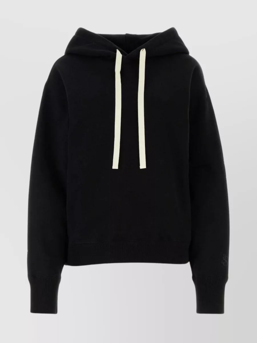 Shop Jil Sander Hooded Cotton Blend Sweatshirt In Black