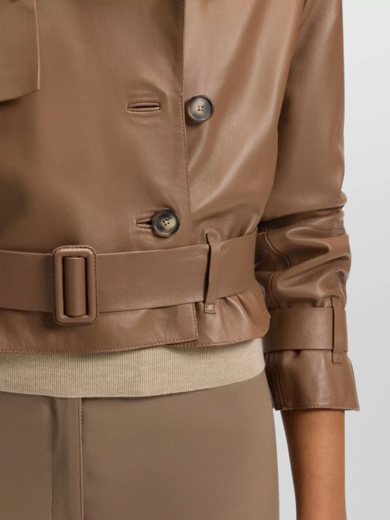 Boss Waist Belted Leather Jacket