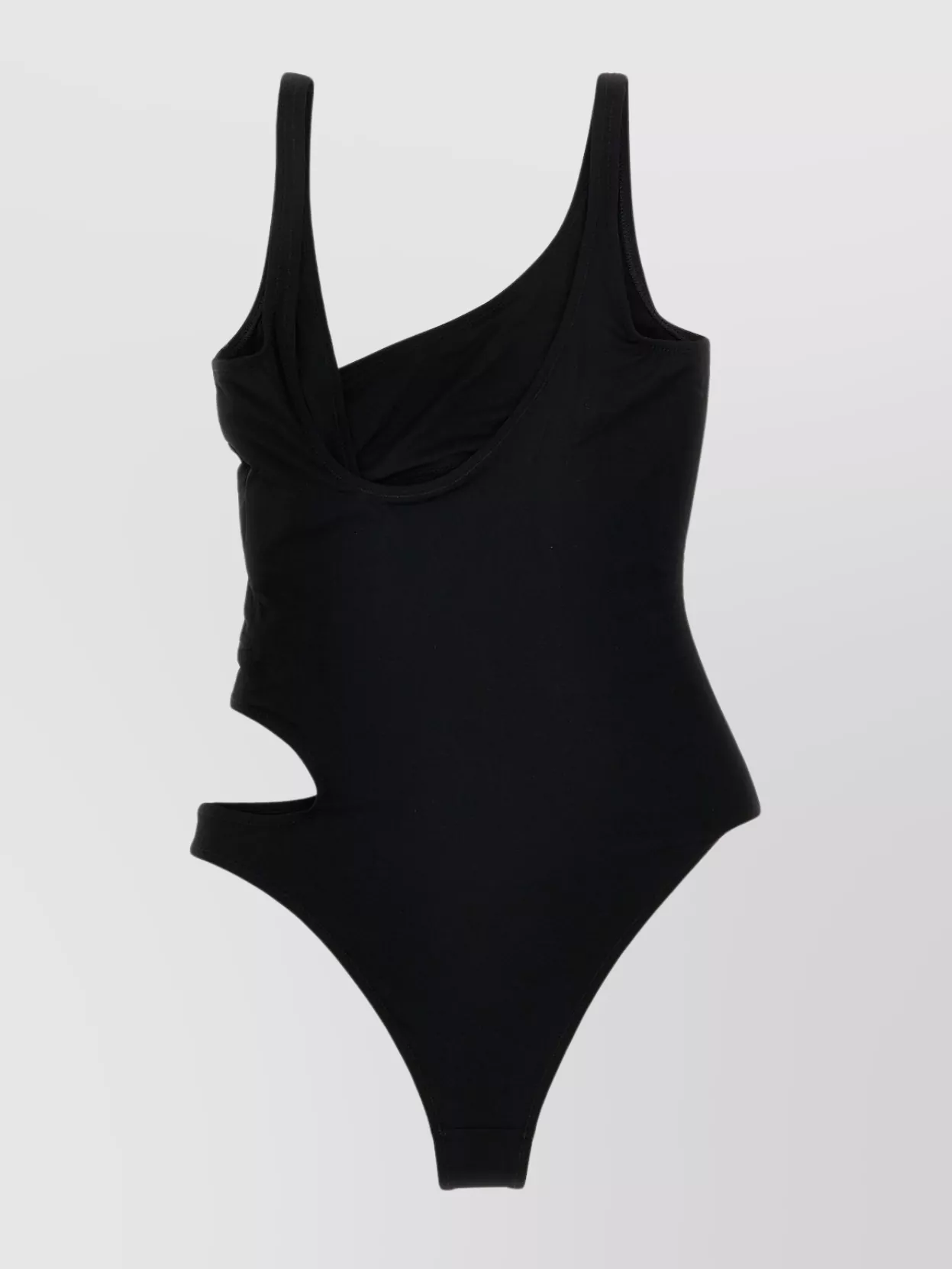 Off-white Swimsuit One-piece Adjustable Straps Asymmetrical Neckline Cut-out Detail In Black