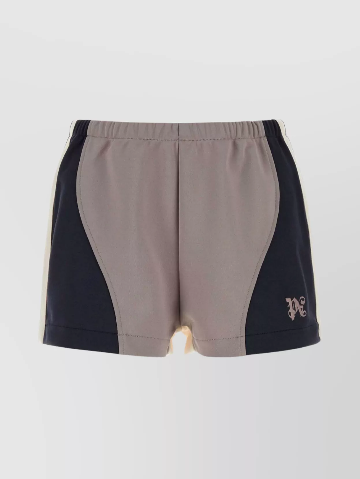 Shop Palm Angels Polyester Shorts With Elastic Waistband And Color-block Design