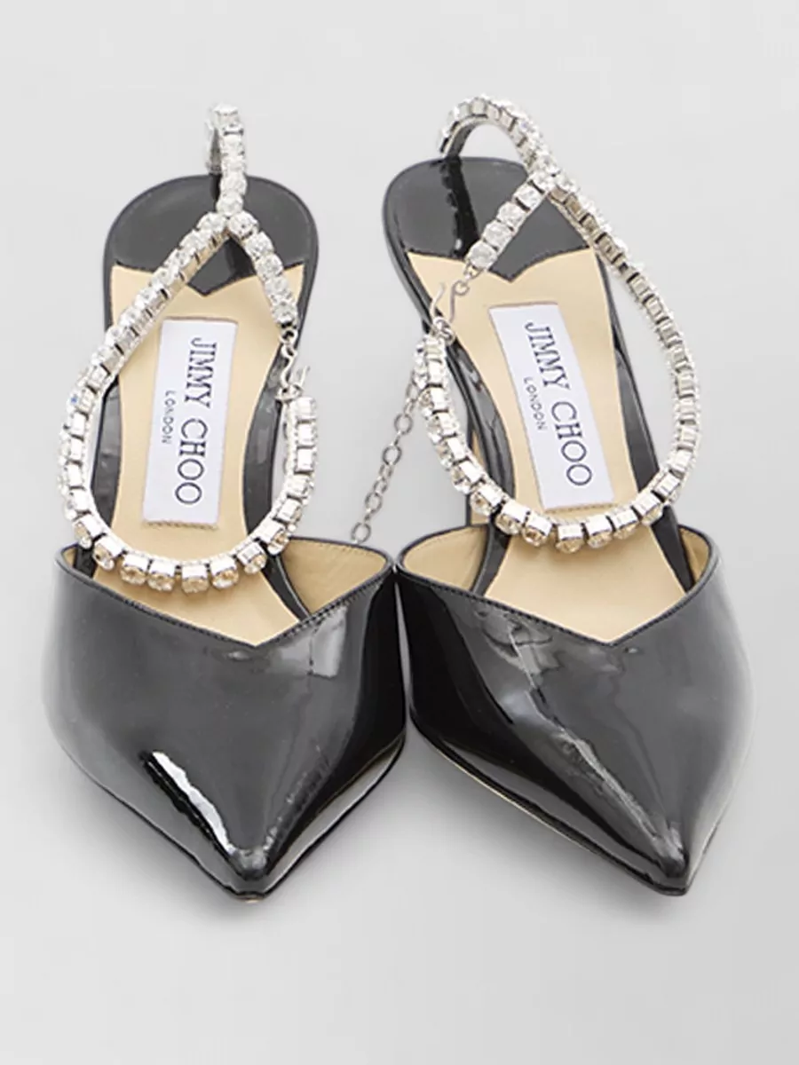 Jimmy Choo Saeda 85 Slingback Crystal Strap Sandals