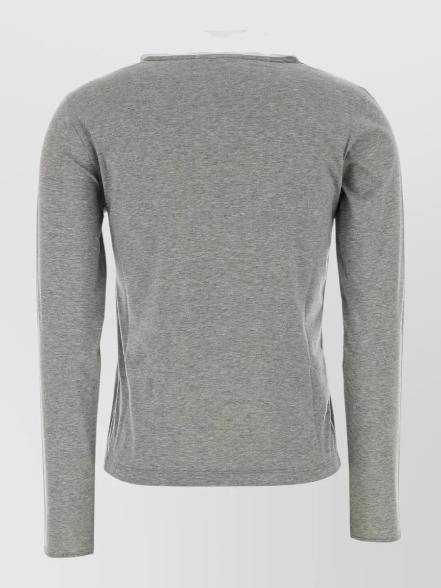 Miu Miu Cotton Long-Sleeve V-Neck Polo Shirt
