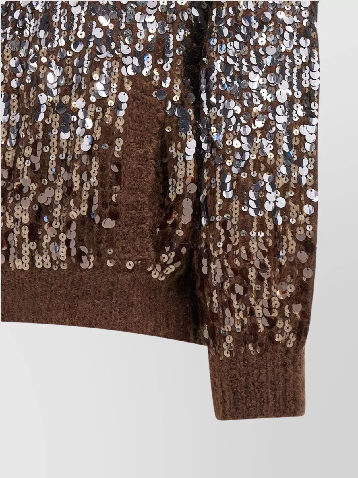Brunello Cucinelli Sparkling Ombre Embroidery Cardigan In Brown