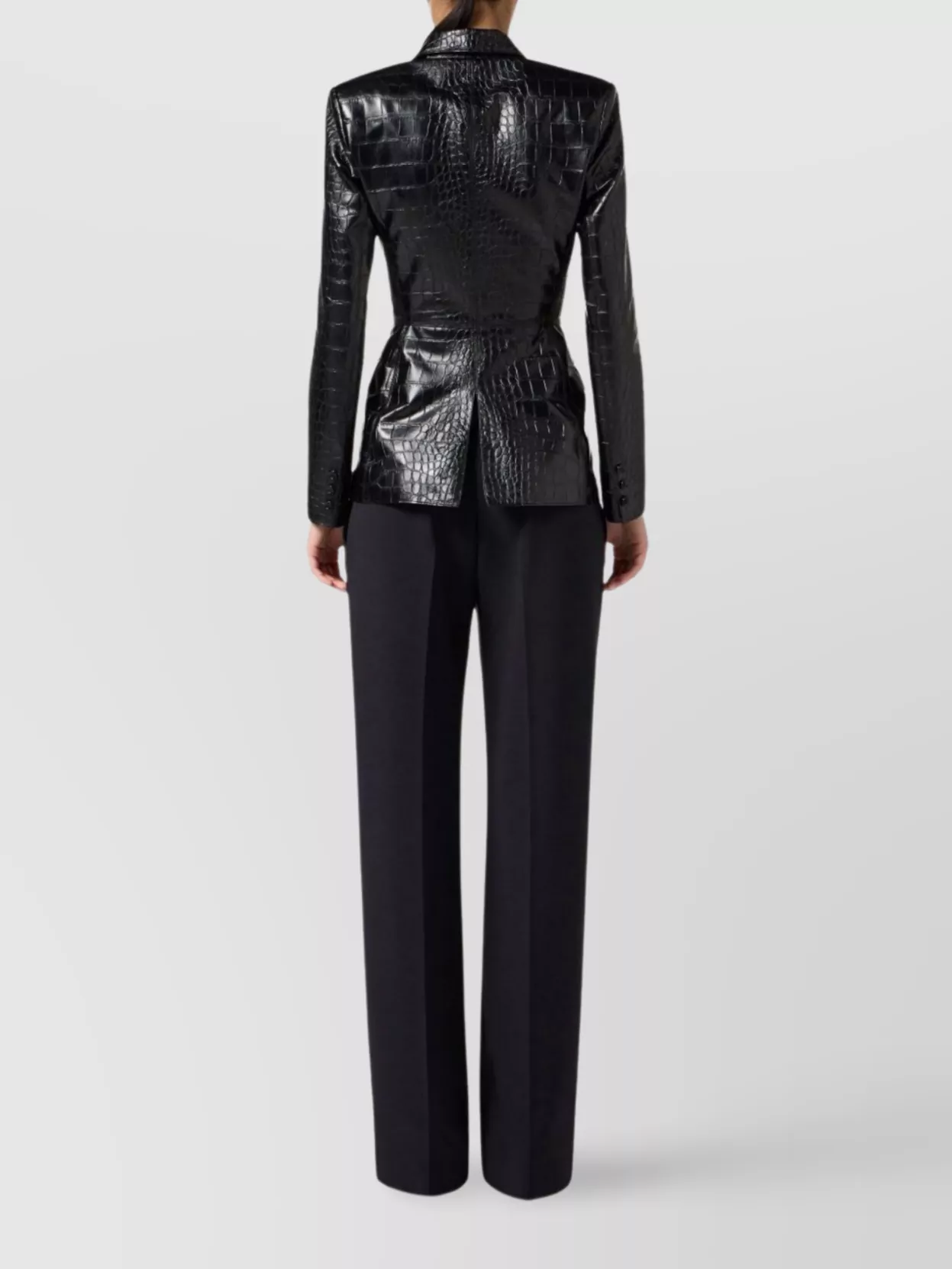 Elisabetta Franchi Crocodile Effect Blazer Flap Pockets