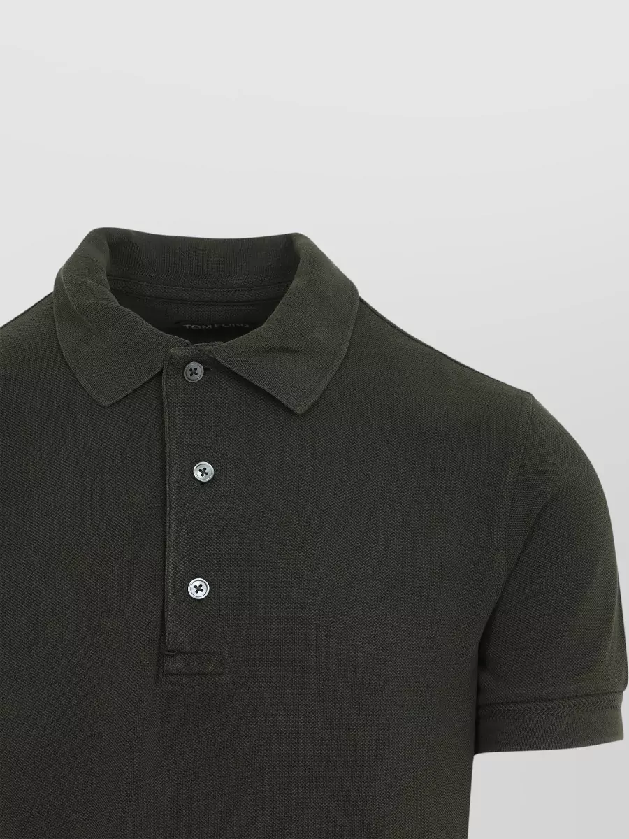 Tom Ford Polo Shirt Ribbed Collar Short Sleeves
