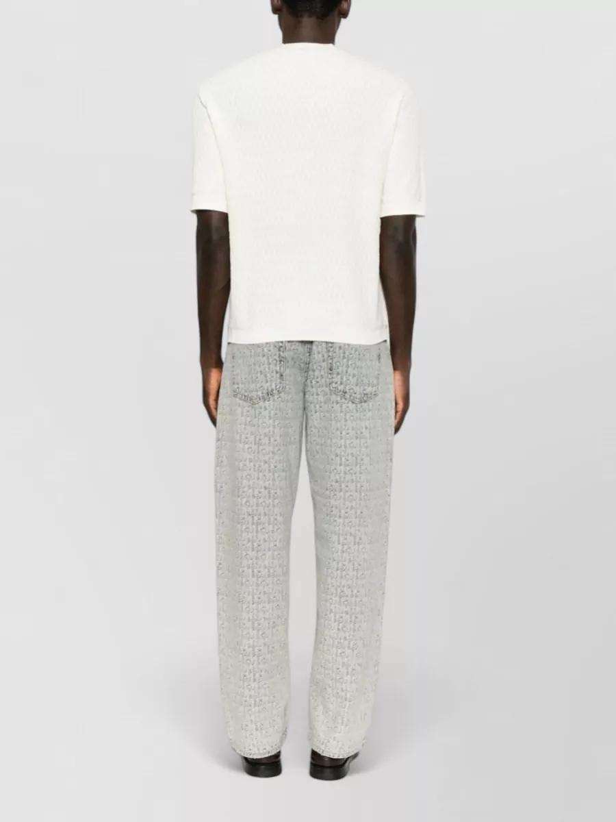 Emporio Armani Cotton Chevron-Knit Crew-Neck Short-Sleeve T-Shirt