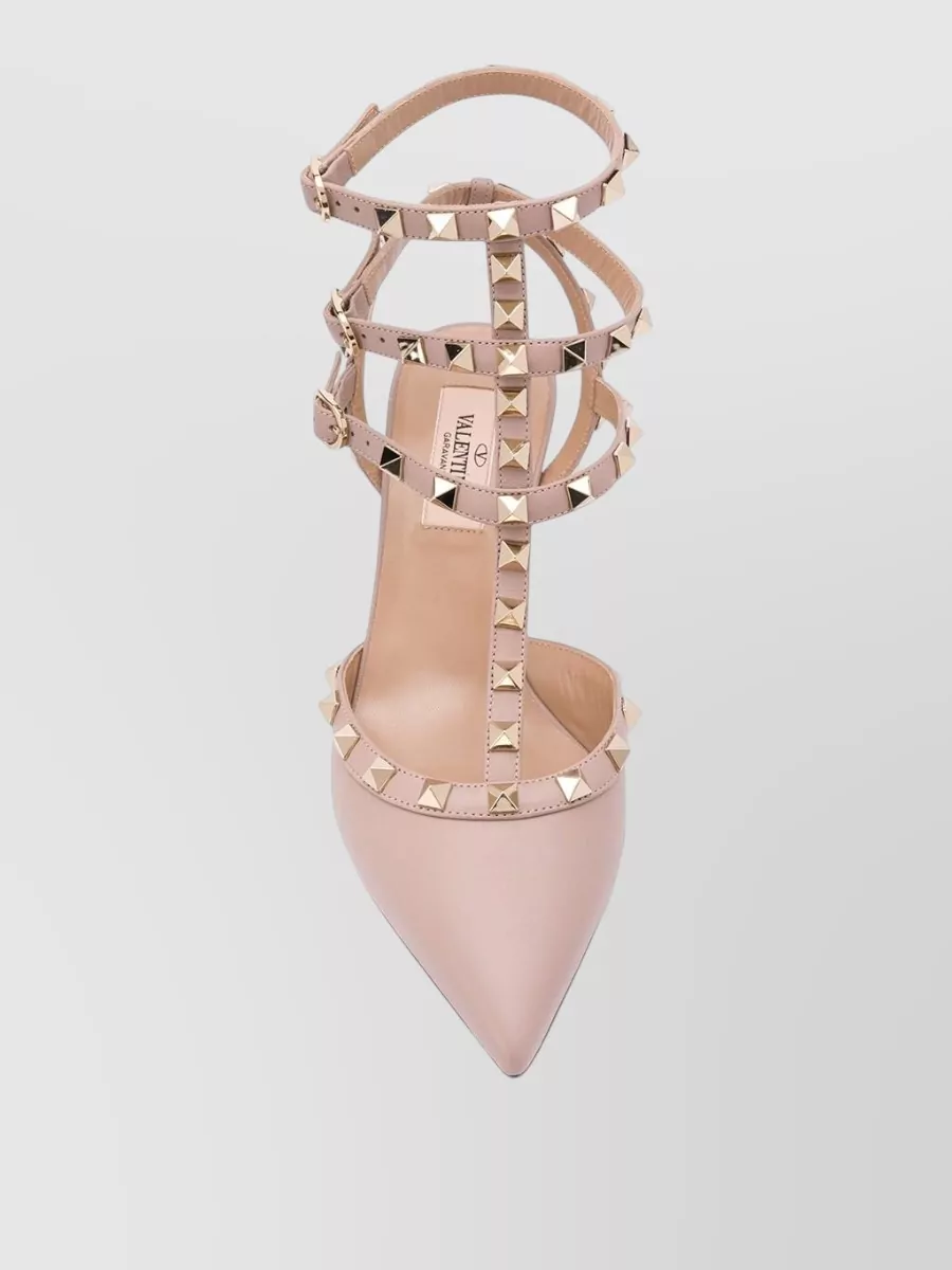 Valentino Garavani Leather Rockstud Ankle Strap Pumps