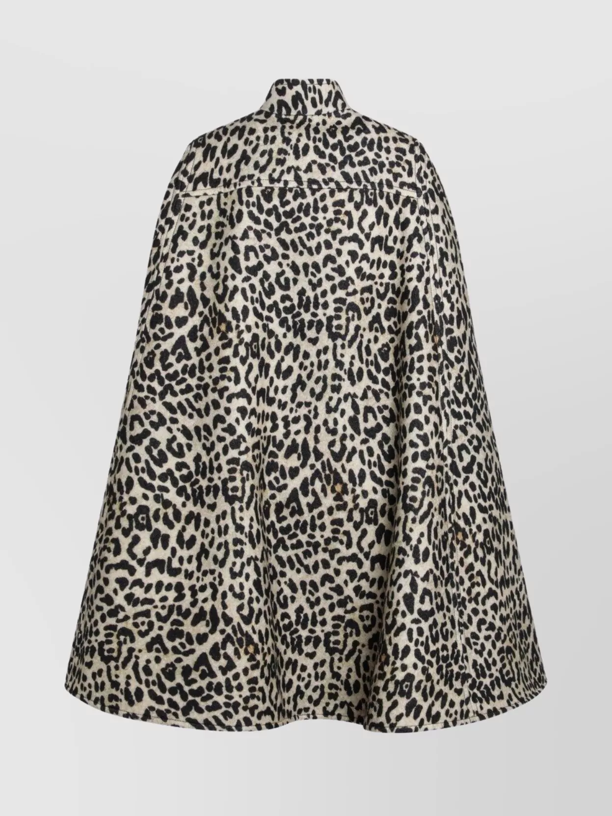 Valentino Wool Cape With Leopard Print And Pockets In Black