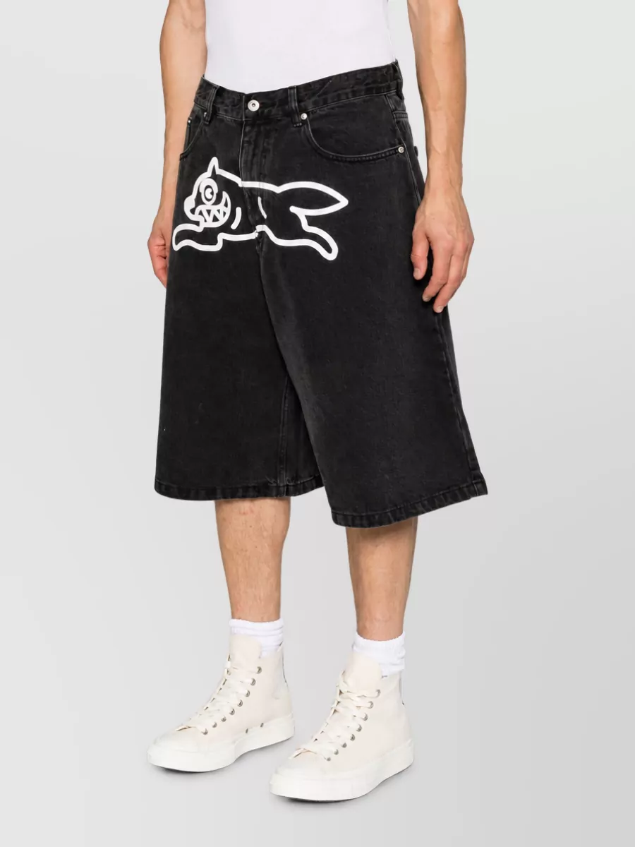 Icecream Denim Wide-Leg Cargo Shorts