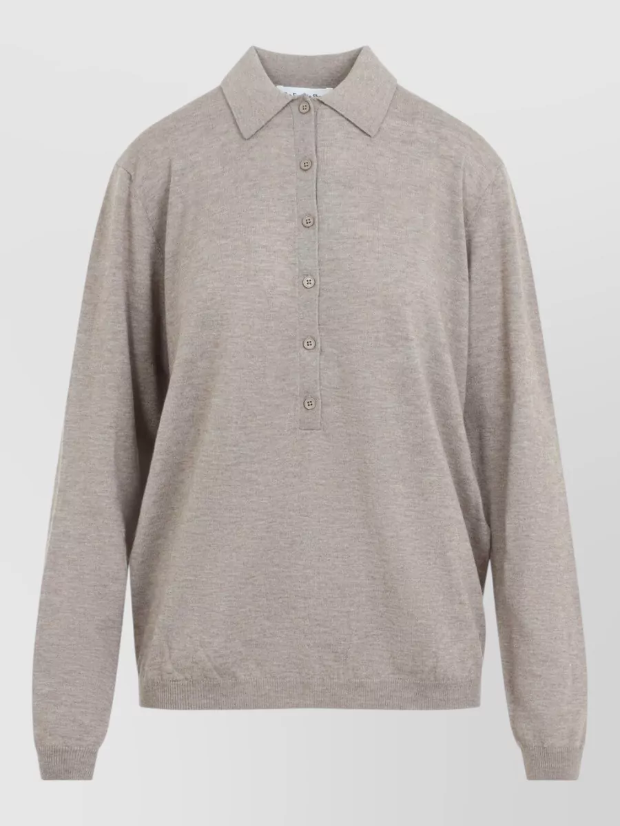 The Frankie Shop ribbed v-neck long-sleeve polo jumper