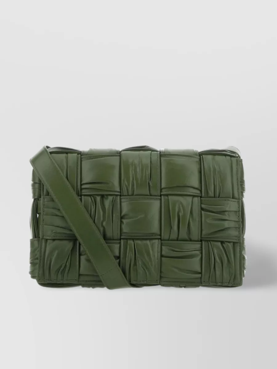Shop Bottega Veneta Leather Quilted Shoulder Bag In Green