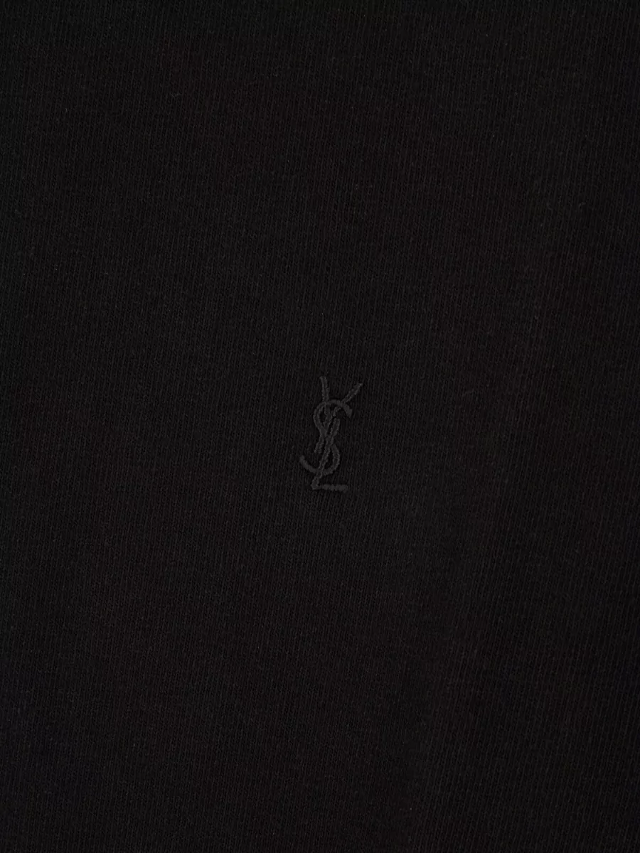 Saint Laurent Ribbed Cotton Logo-Embroidered T-Shirt