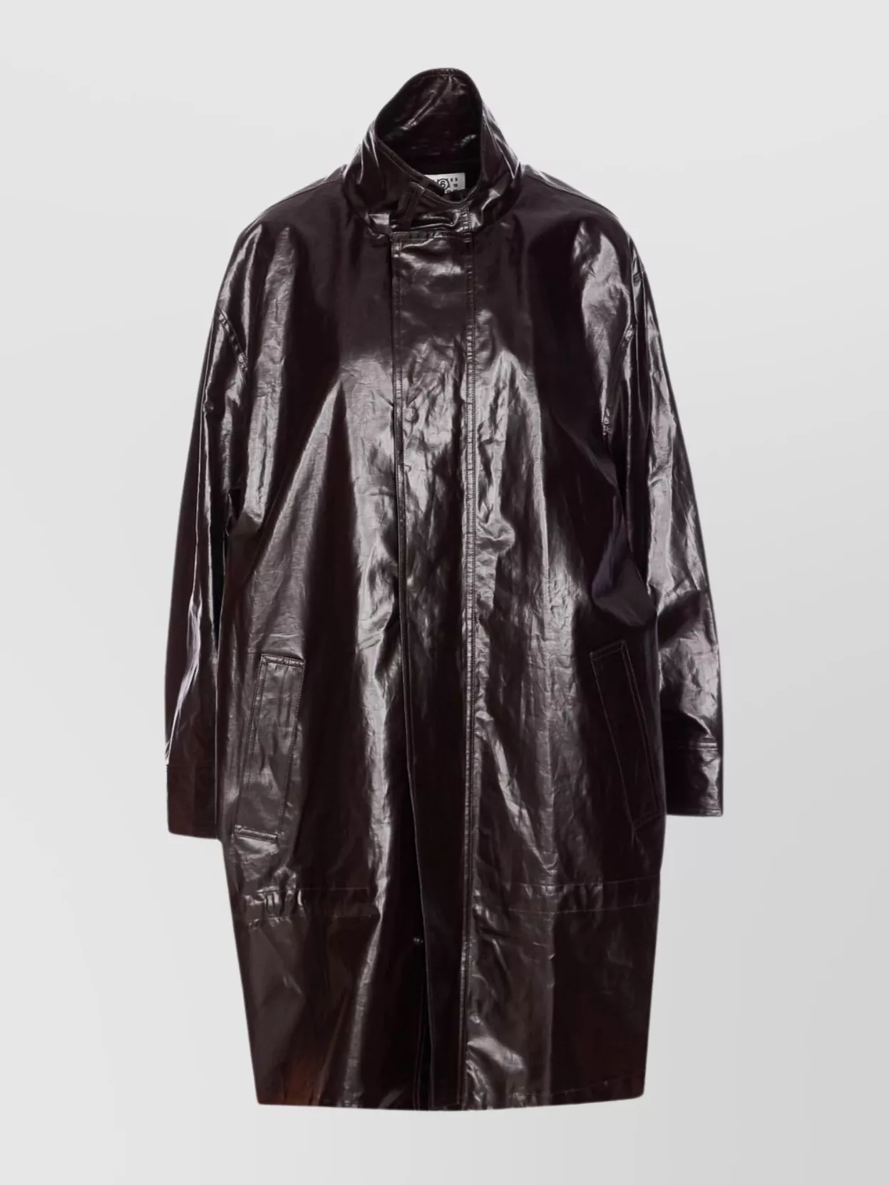 Mm6 Maison Margiela Long Length Shiny Finish Jacket In Brown
