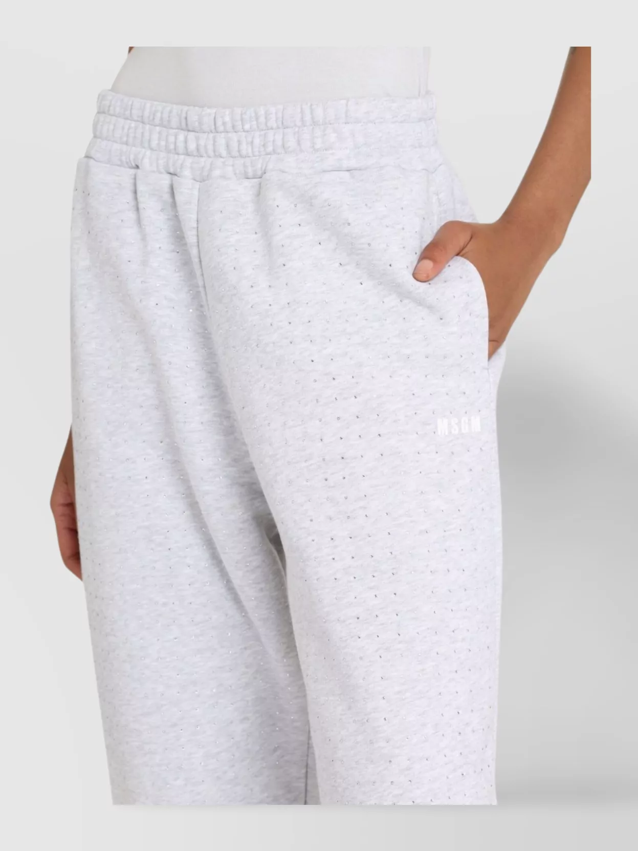 Msgm Embellished Sweatpants With Rhinestones And Pockets