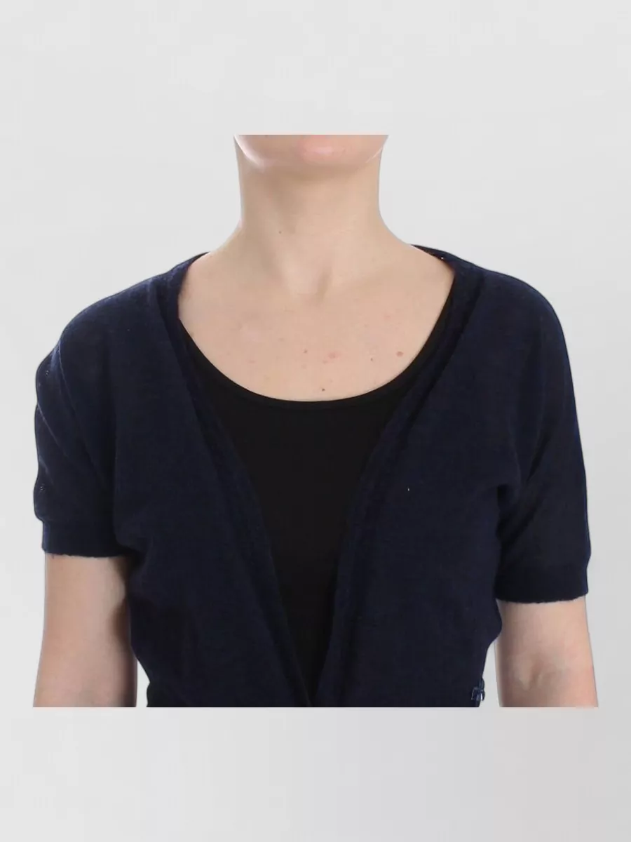 Ermanno Scervino Alpaca Wool Short-Sleeve V-Neck Cropped Cardigan