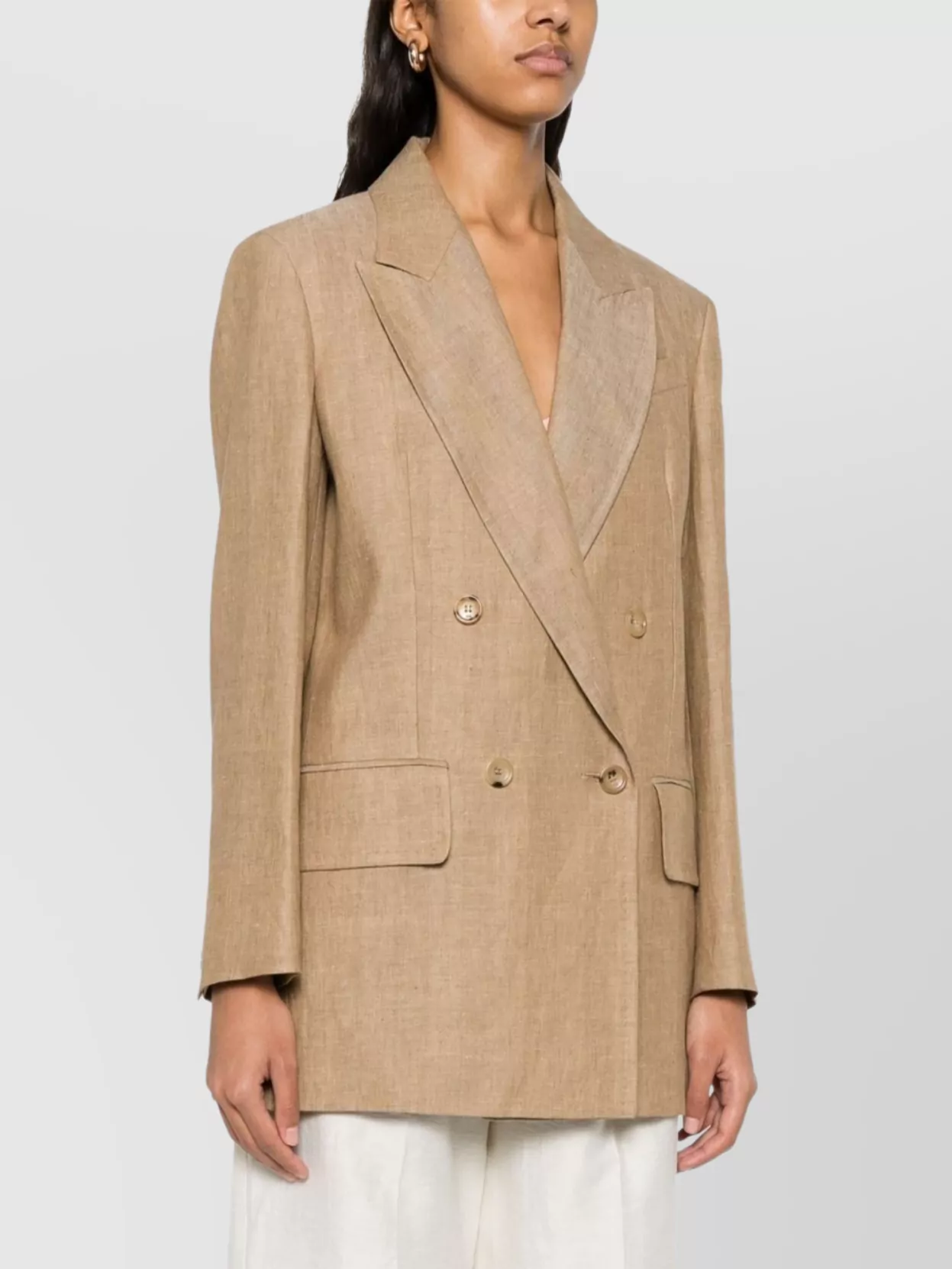 Max Mara Flap Pockets Longline Notched Lapels Jacket