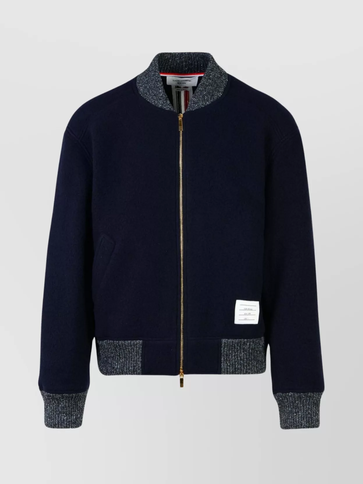 Shop Thom Browne Bomber Jacket Wool Contrast Stripe