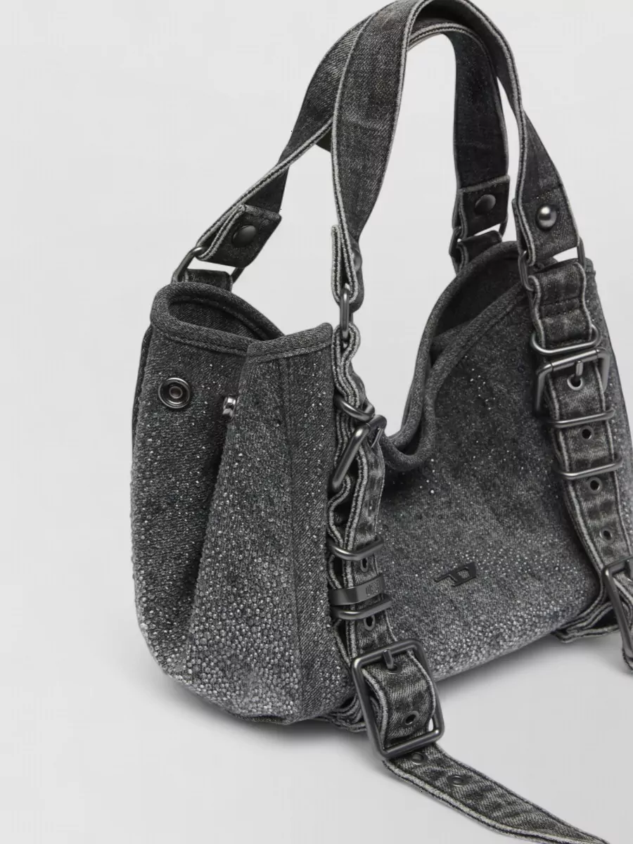 Diesel Small Crystal-Embellished Denim Tote Bag