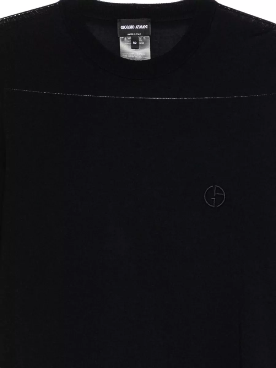 Giorgio Armani Virgin Wool Logo Embroidered Crewneck Sweater