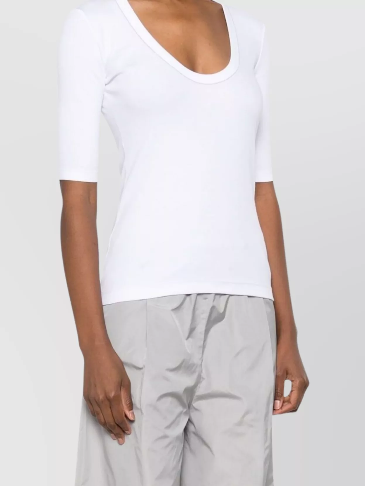 Fabiana Filippi Scoop Neck Stretch Cotton T-Shirt