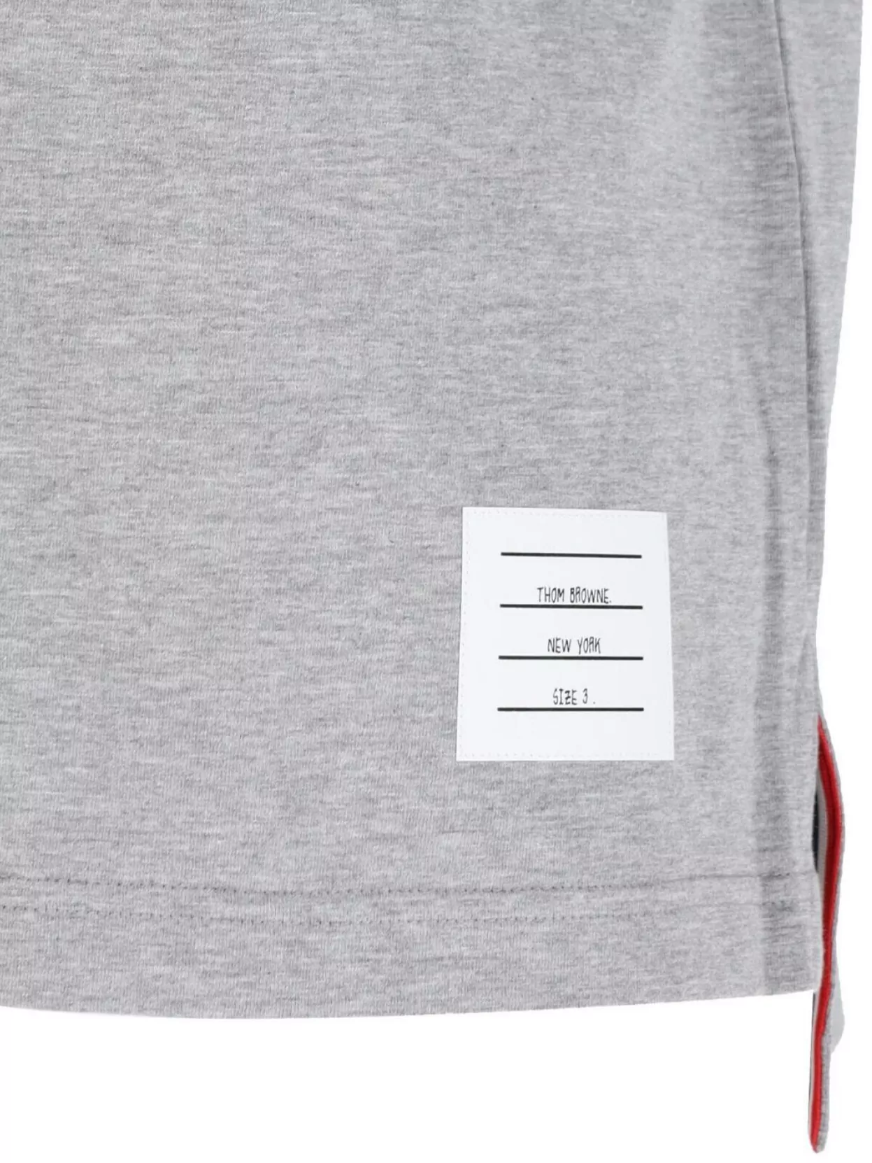 Thom Browne Grey Crewneck T-shirt With Logo Patch On The Front And Striped Detail On The Rear In Cotton Man