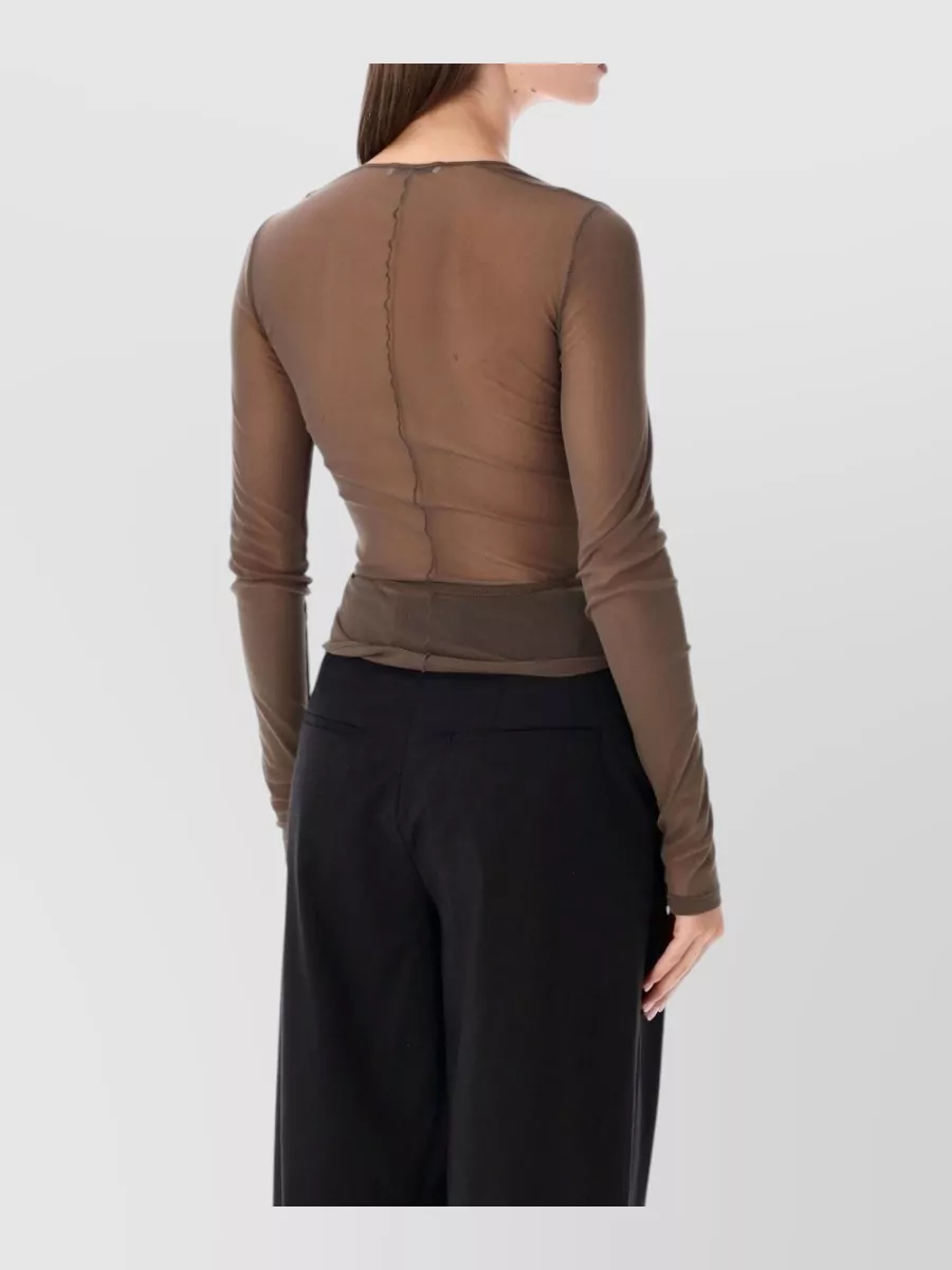 Lemaire Sheer Mesh Long-Sleeve Wrap Top