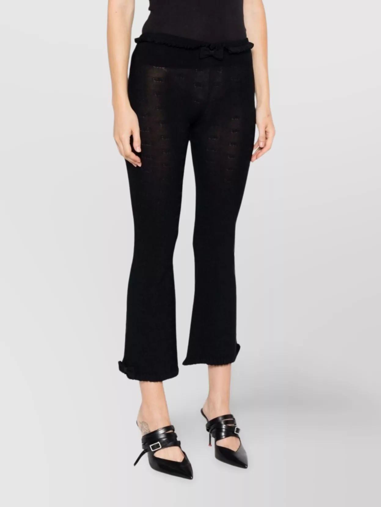 Balenciaga Ruffled Hem Sheer Capri Trousers