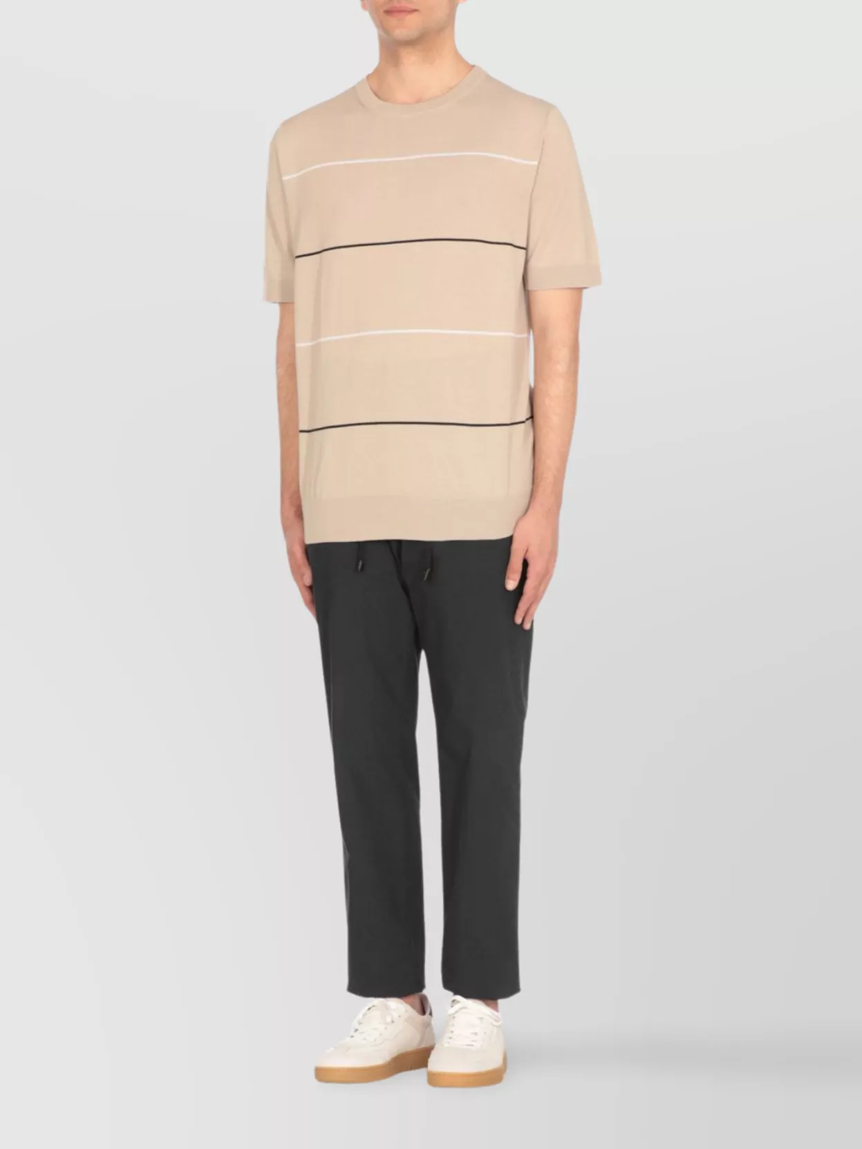 Peserico Short Sleeves Cotton Polo Shirt With Striped Pattern