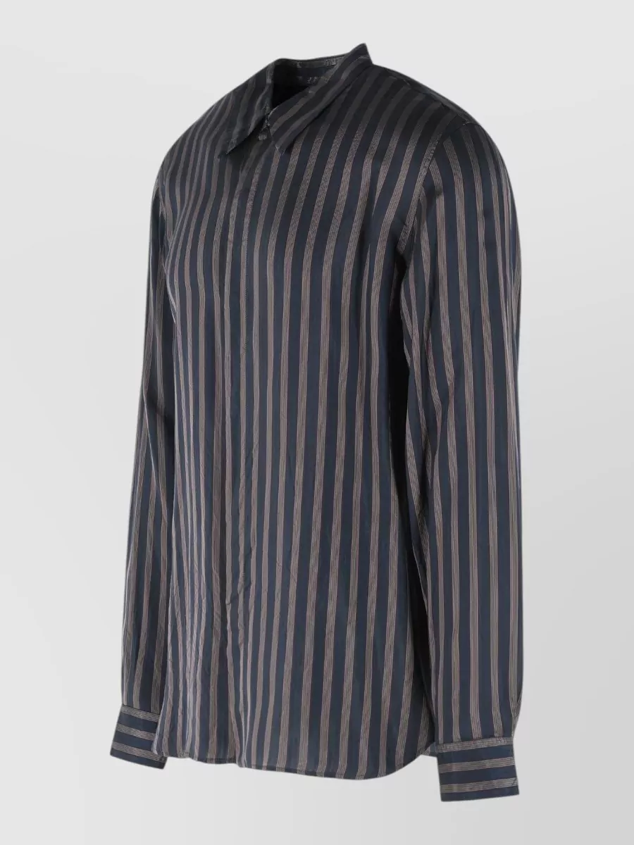 Dries Van Noten Carvies Cupro Shirt Long Sleeves Stripes