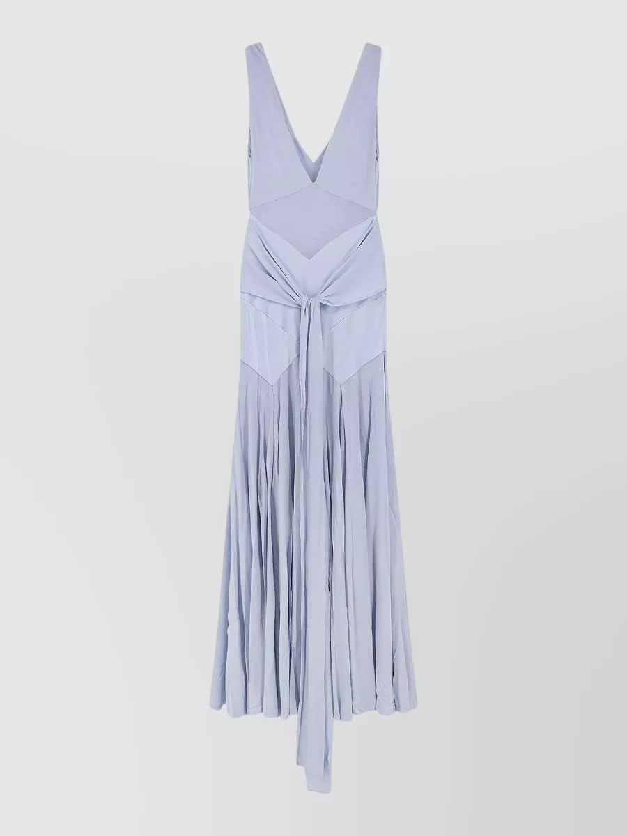 Self-Portrait Satin Jersey V-Neck Sleeveless Maxi Dress