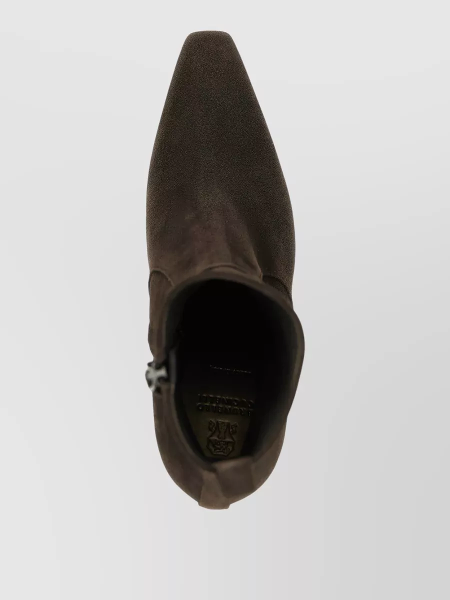 Brunello Cucinelli Suede Precious Heel Ankle Boots