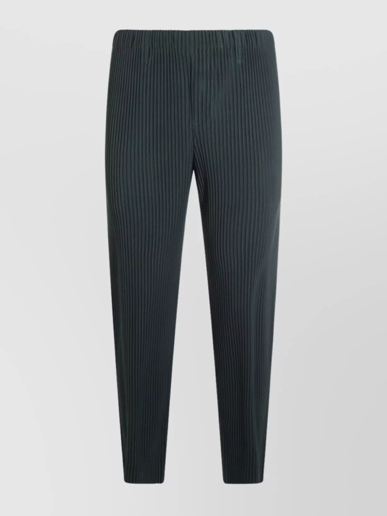 ISSEY MIYAKE ELASTIC WAISTBAND PINSTRIPE TAPERED LEG TROUSERS 