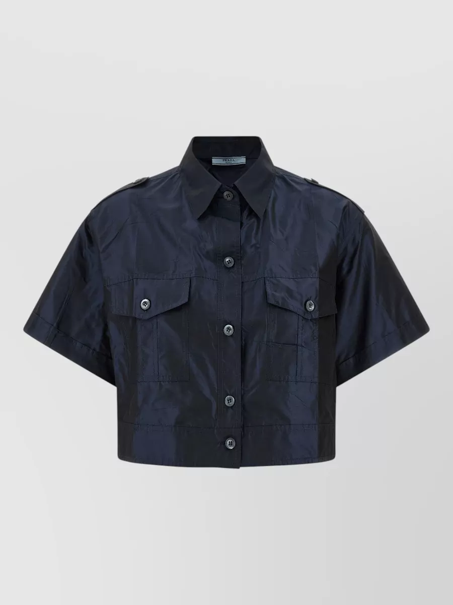 Prada silk cropped short-sleeve shirt jacket