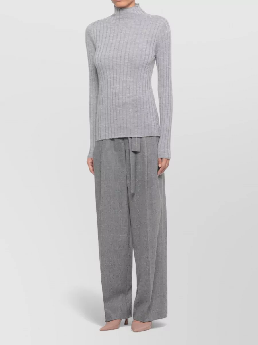 Peserico Mock Neck Turtleneck Ribbed Lurex Sweater
