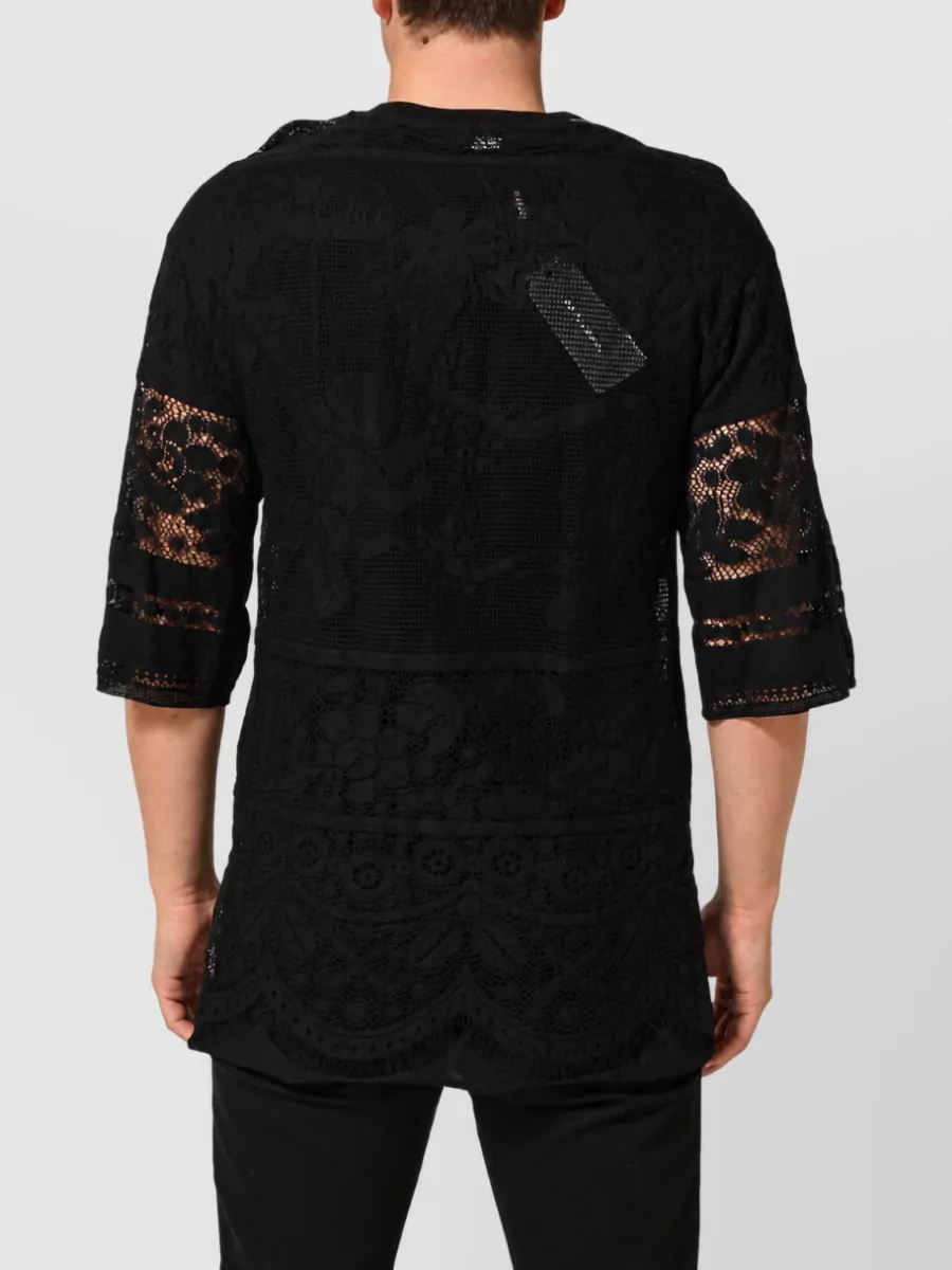 Dolce&Gabbana Floral Lace Crew Neck T-Shirt