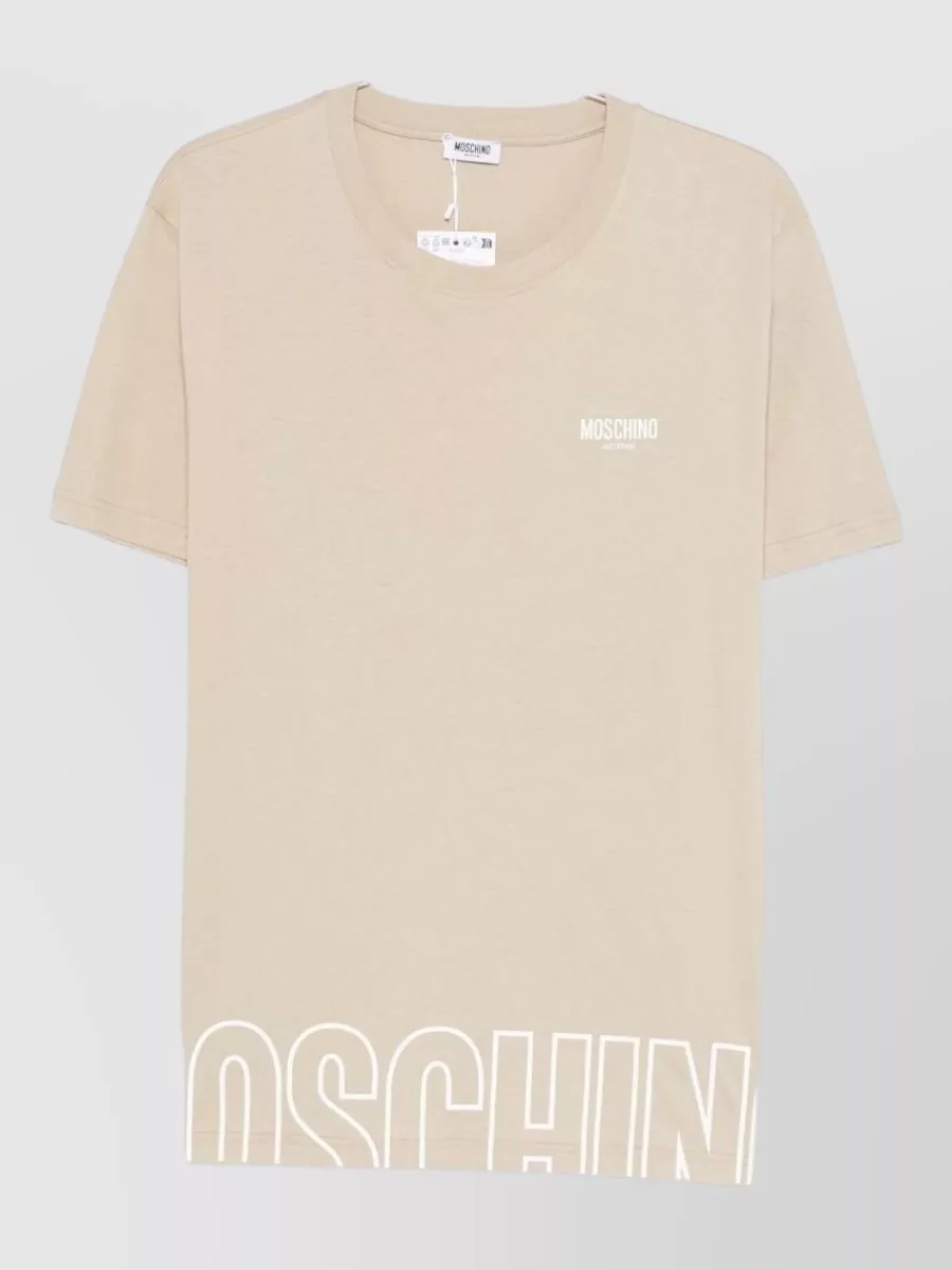 Moschino Cotton Logo Print Crew Neck Short Sleeve T-Shirt