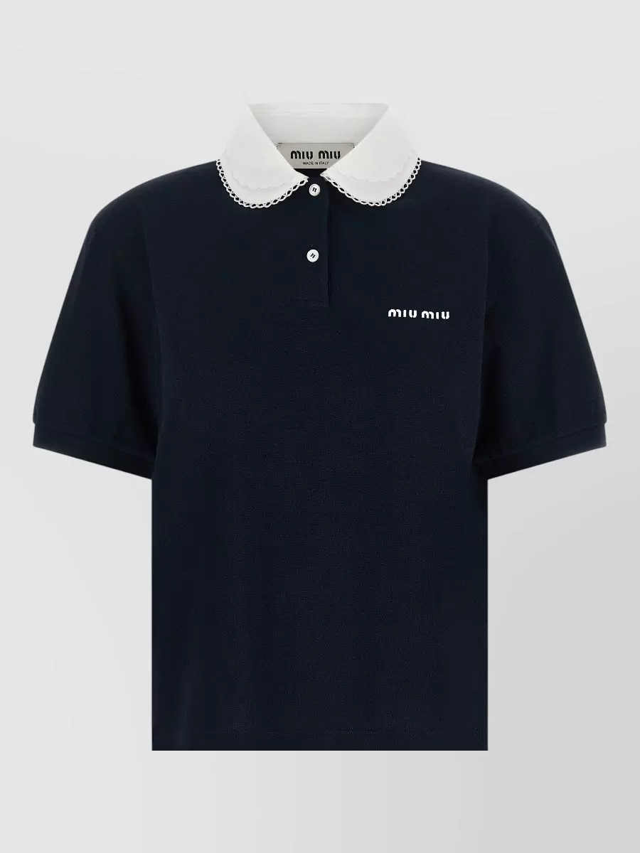 Miu Miu Scalloped Collar Polo Shirt