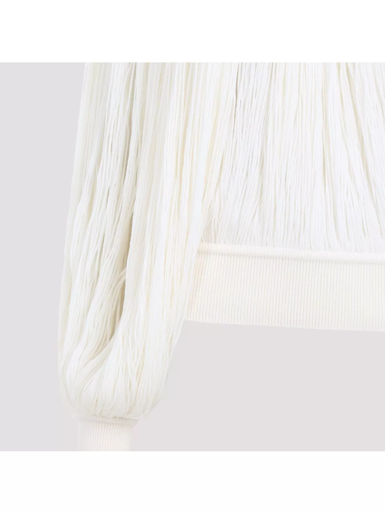 Alaïa Fringed Yarn Knit Merino Wool Top In White