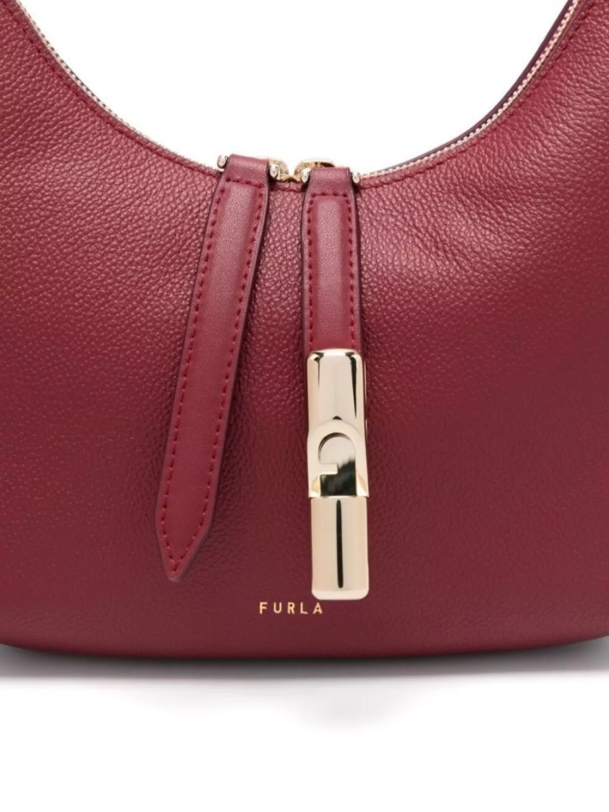 Furla Textured Leather Shoulder Bag With Gold Hardware