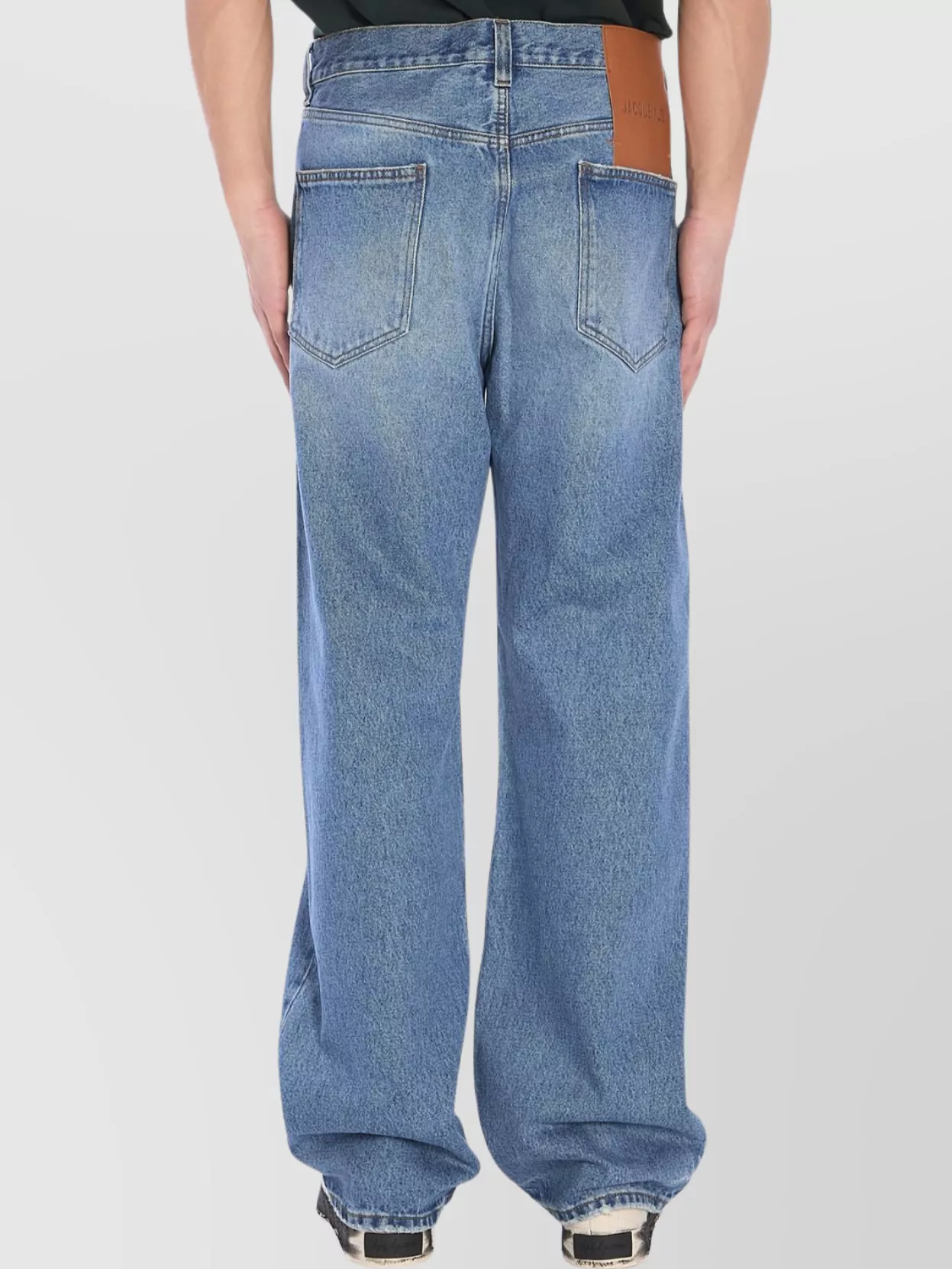 Jacquemus Straight-leg Trousers With Contrast Stitching In Blue