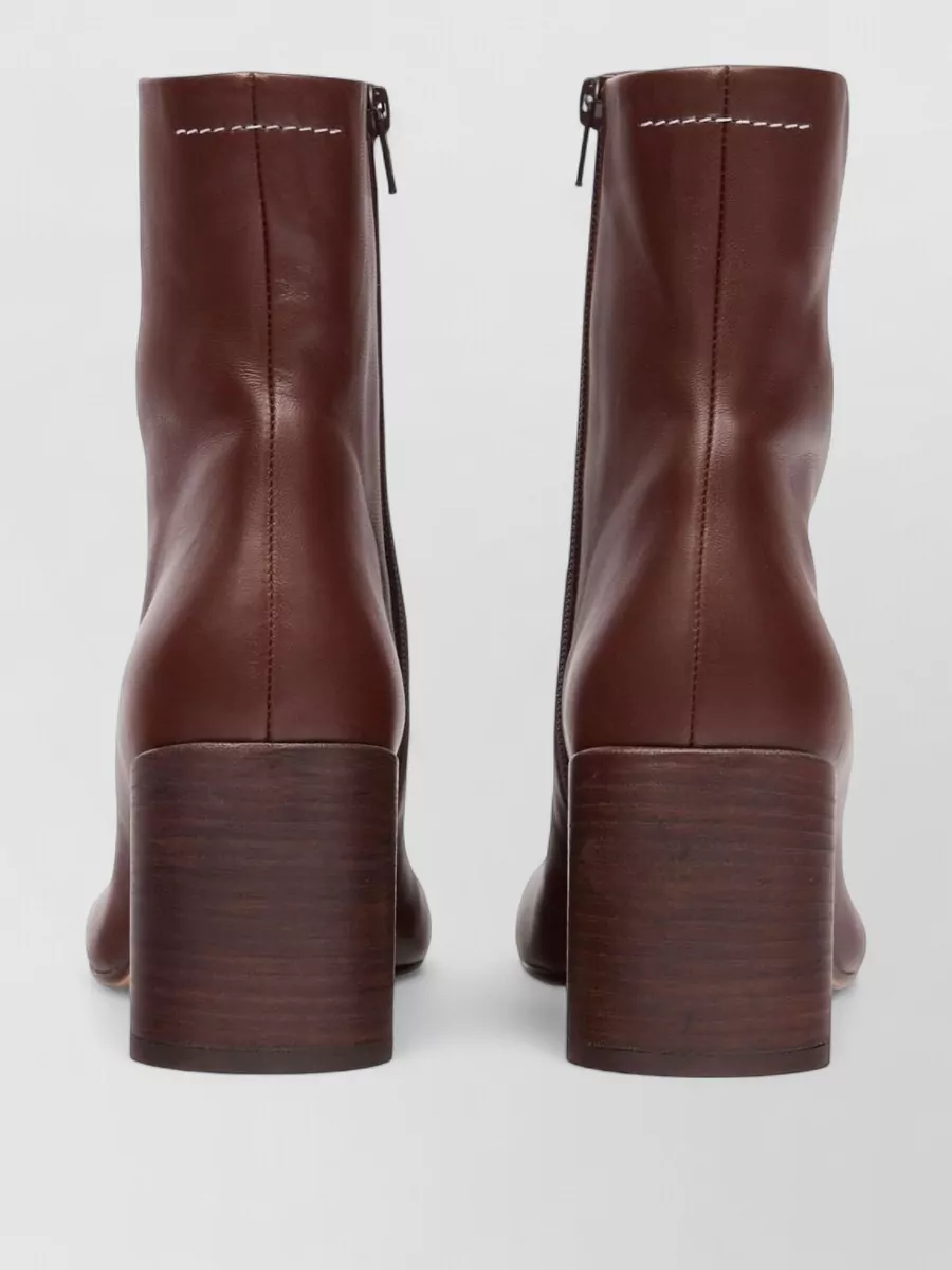 Mm6 Maison Margiela Leather Ankle Boots Block Heel Design