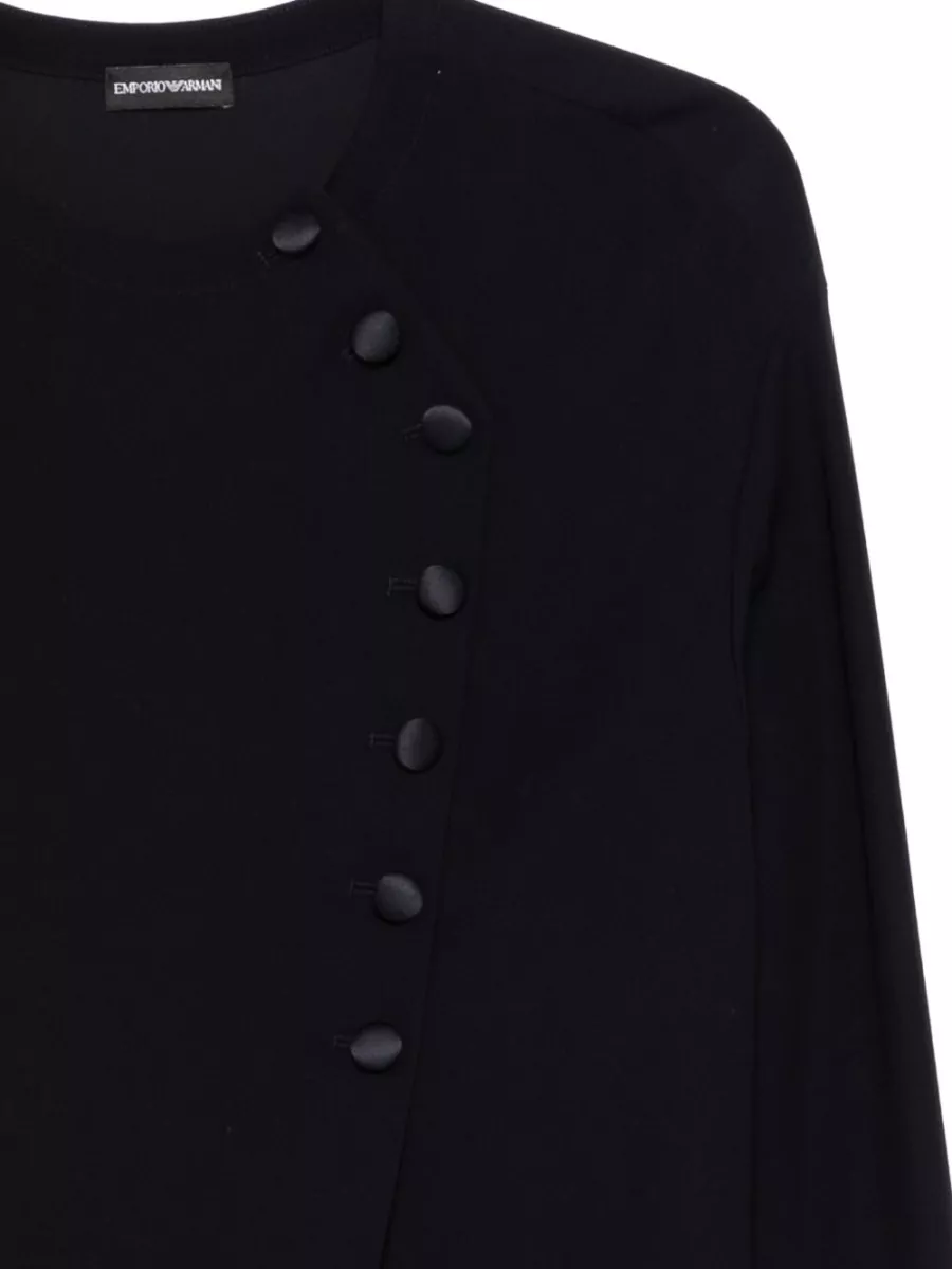 Emporio Armani Long Sleeve Top Round Neck Buttons